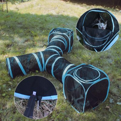 Inbelive Cat Furniture Tent for Indoor and Outdoor Playpen Portable Cat Tunnels, Outdoor Kennel (2 Cube + 3-Way Tunnel)