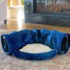 Inbelive Cat Tunnel and Bed Toy Set with Removable Plush Bed for Indoor Use; Perfect for Cats, Dogs, and Ferrets; Cat Toys Attached; Top Pet Tunnel for Fun, Exercise, and Rest; Cat Toys for Indoor Cats (Blue).